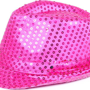 Klobouk disco růžový s LED světlem pro dospělé