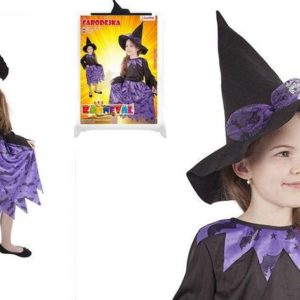 Dětský kostým čarodějnice s netopýry a kloboukem/Halloween (S)