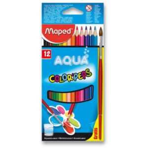 Akvarelové pastelky Maped - 12 barev + štětec