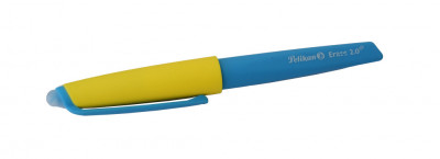 Gumovací pero + 2 náplně - žlutá a modrá