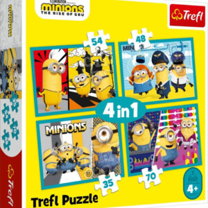 Trefl Puzzle 4v1 - Šťastný svět Mimoňů / Mimoni: Zloduch přichází