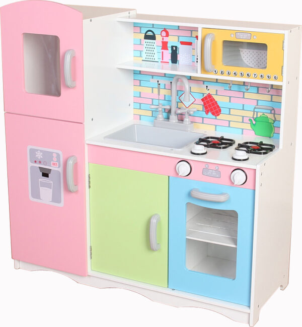 Eco Toys Dřevěná kuchyňka XXL s příslušenstvím 86 x 81 x 30 cm barevná