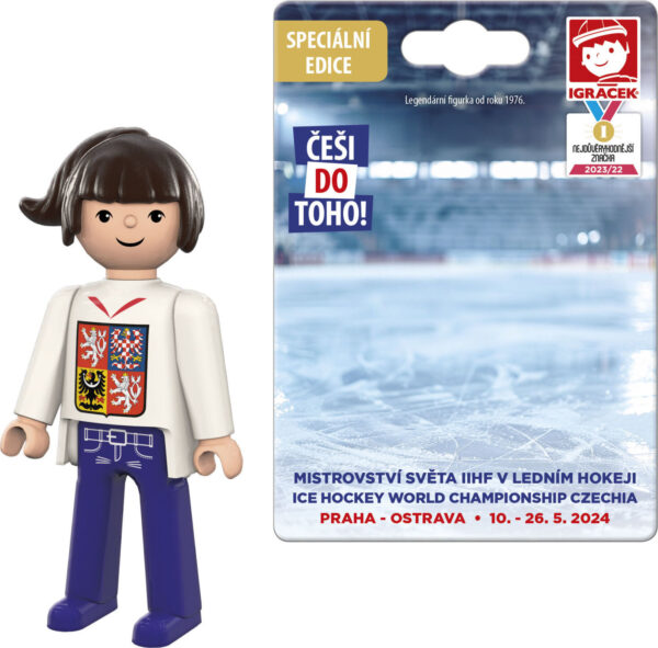 Igráček Fanynka MS v hokeji 2024 bílý dres - figurka