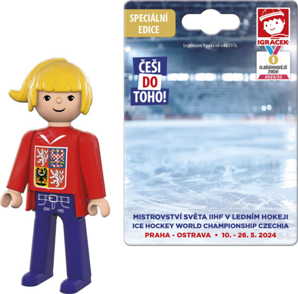 Igráček Fanynka MS v hokeji 2024 červený dres - figurka