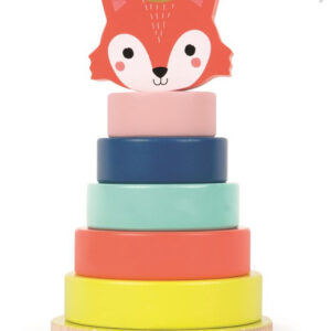 Dřevěná stohovací pyramida s liškou