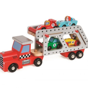 Dřevěný sklápěcí kamion se 4 auty