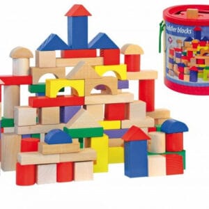 Stavebnice kostky barevné/natur s prostrkávacím víkem