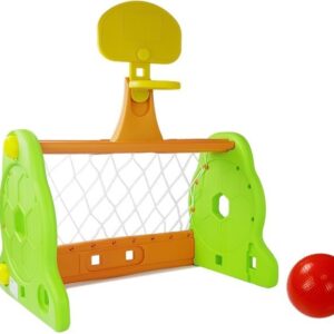 mamido Dětská fotbalová branka + basketbalový koš 2v1 zelená