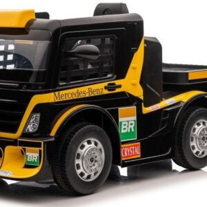 mamido Dětský elektrický kamion Mercedes Axor LCD MP4 s návěsem žlutý
