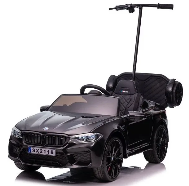 Elektrické autíčko BMW M5 lakované černé s vodící tyčí