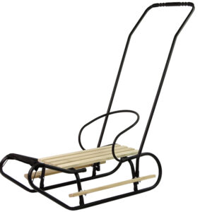 mamido Kovové sáňky s tlačnou tyčí černé