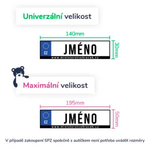 Vlastní SPZ s nápisem na elektrické autíčko