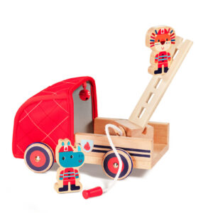 Lilliputiens - dřevěný hasičský vůz a nosorožec Marius