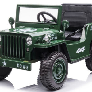 Mamido Mamido Dětský elektrický vojenský Jeep Willys 4x4 180W 12V7Ah EVA kola Army zelený