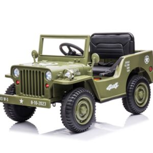 Mamido Mamido Dětský elektrický vojenský Jeep Willys 4x4 180W 12V7Ah světlé zelený