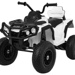 mamido Dětská elektrická čtyřkolka ATV nafukovací kola bílá