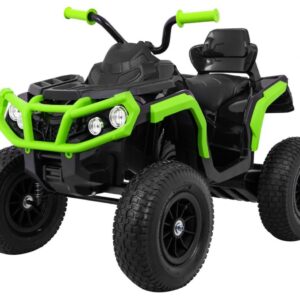 mamido Dětská elektrická čtyřkolka ATV nafukovací kola černo-zelená