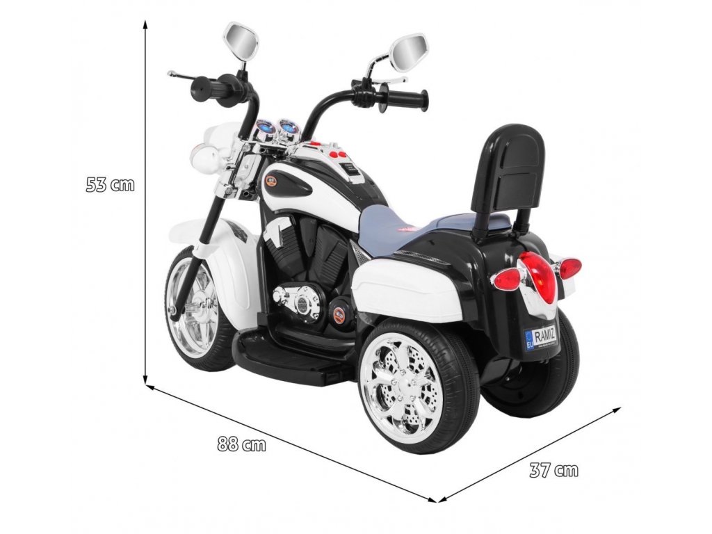 Dětská elektrická motorka Chopper bílá - Obrázek 2