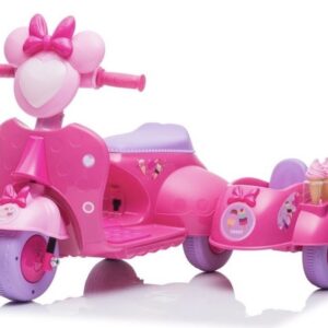 mamido Dětská elektrická motorka skútr zmrzlina růžová