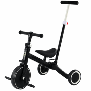 mamido Dětská tříkolka a odrážedlo 2v1 PRO50 s vodící tyčí černá