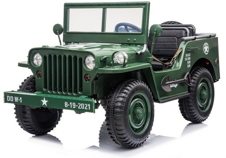mamido Dětský elektrický Jeep Willys 4x4 třímístný zelený