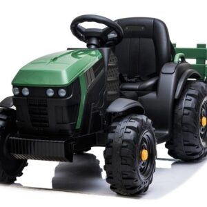 mamido Dětský elektrický traktor Farmer s vlečkou a lopatou zelený