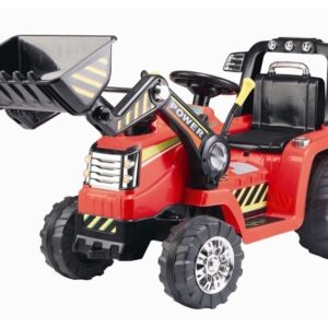 mamido Dětský elektrický traktor Power s radlicí červený