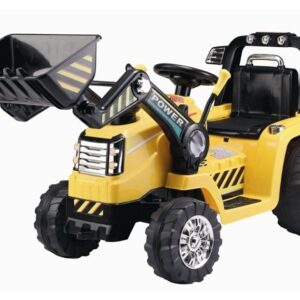 mamido Dětský elektrický traktor Power s radlicí žlutý