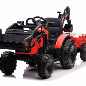 mamido Dětský elektrický traktorbagr s přívěsem červený