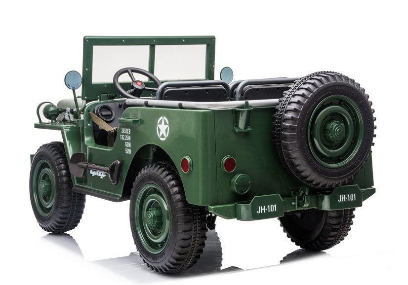 Dětský elektrický vojenský Jeep Willys 4x4 třímístný zelený - Obrázek 2