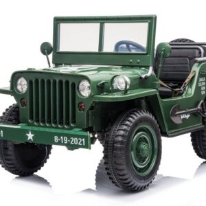 mamido Dětský elektrický vojenský Jeep Willys 4x4 třímístný zelený