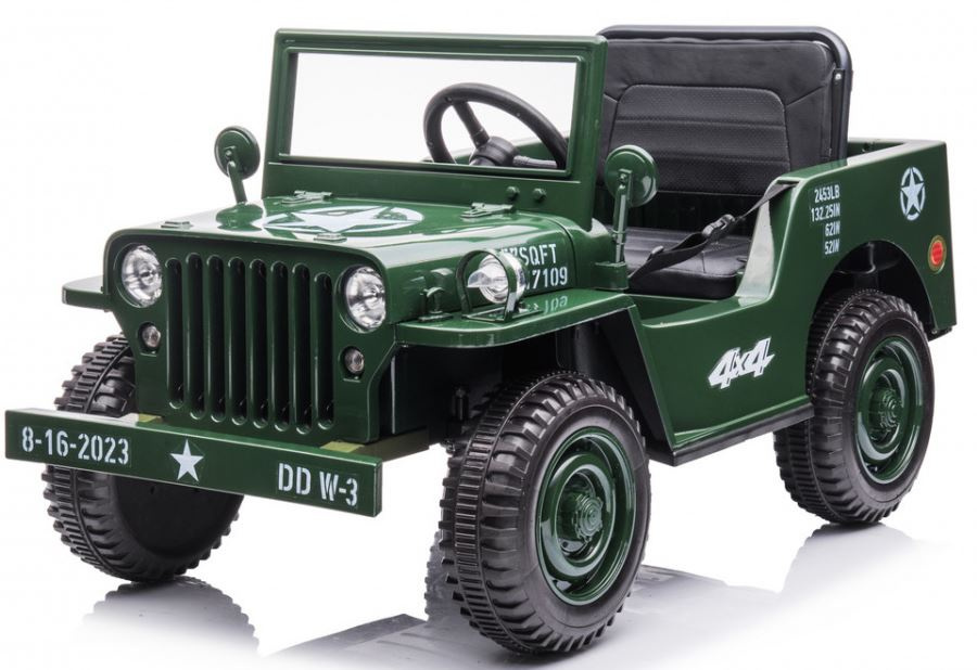 mamido Dětský elektrický vojenský Jeep Willys 4x4 zelený