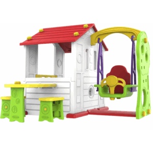 mamido Dětský zahradní domeček 3v1 s červenou střechou