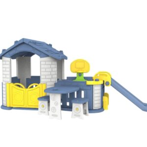 mamido Dětský zahradní domeček 5v1 se skluzavkou a modrou střechou