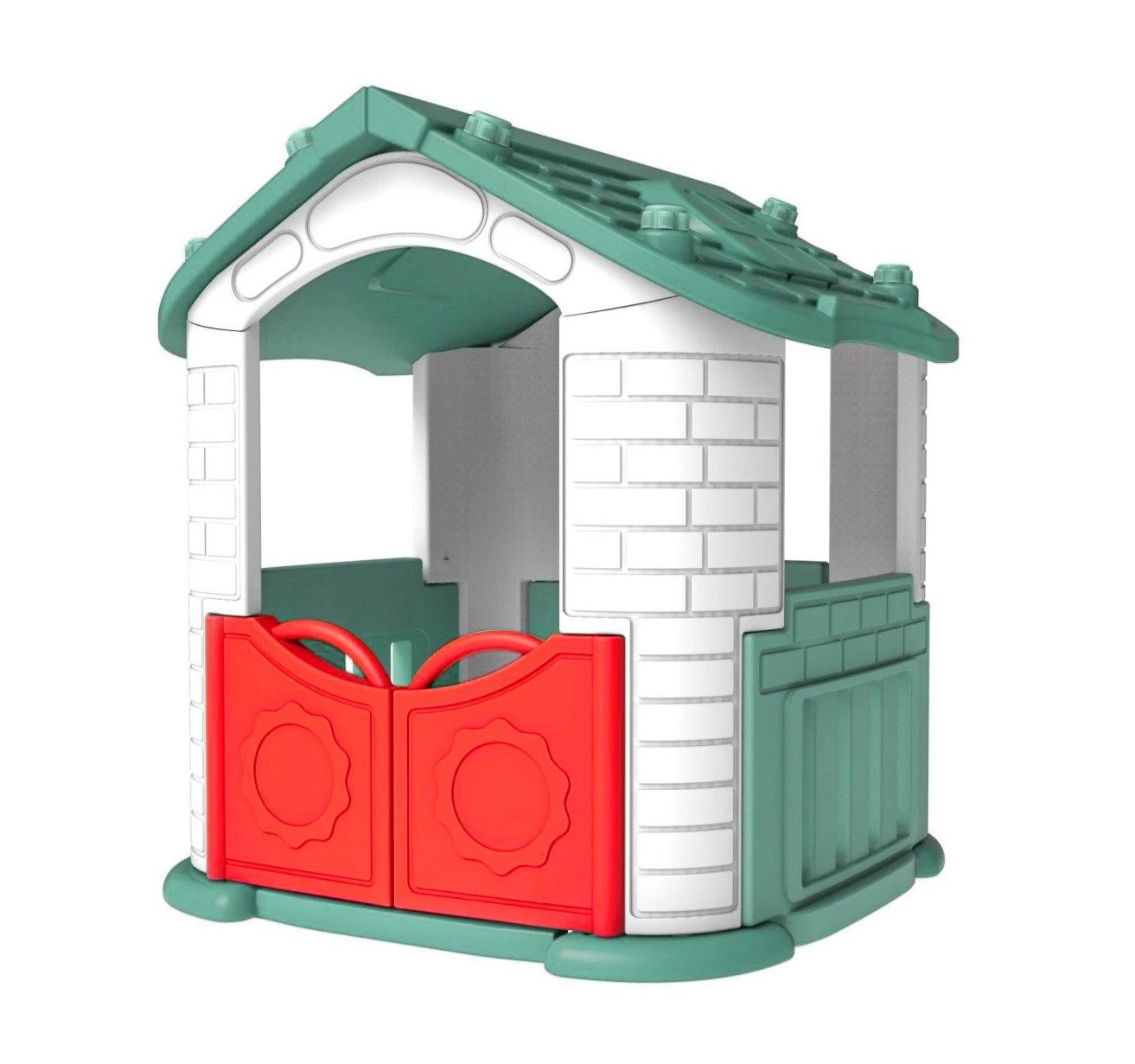 Dětský zahradní domeček 5v1 se skluzavkou a zelenou střechou - Obrázek 2
