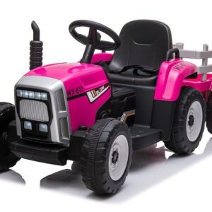 mamido Elektrický traktor s vlečkou růžový
