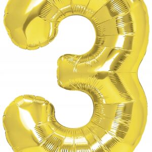 mamido Foliový balónek číslo 3 zlatý 40 cm