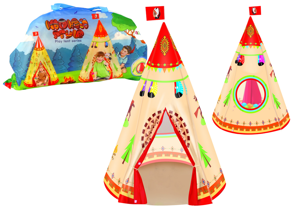 mamido Indiánský stan Teepee pro děti 160 cm x 105 cm krémový