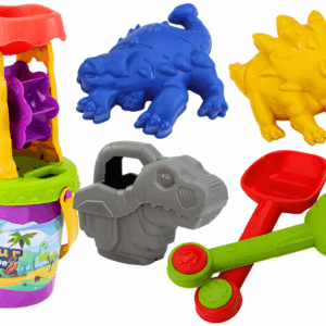 mamido Sada na písek dinosaurus mlýnek trychtýř lopatka hrábě konvička formičky