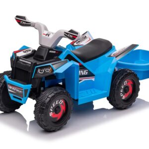 mamido Dětská elektrická čtyřkolka s přívěsem modrá