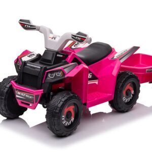 mamido Dětská elektrická čtyřkolka s přívěsem růžová