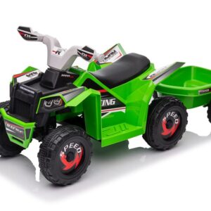 mamido Dětská elektrická čtyřkolka s přívěsem zelená