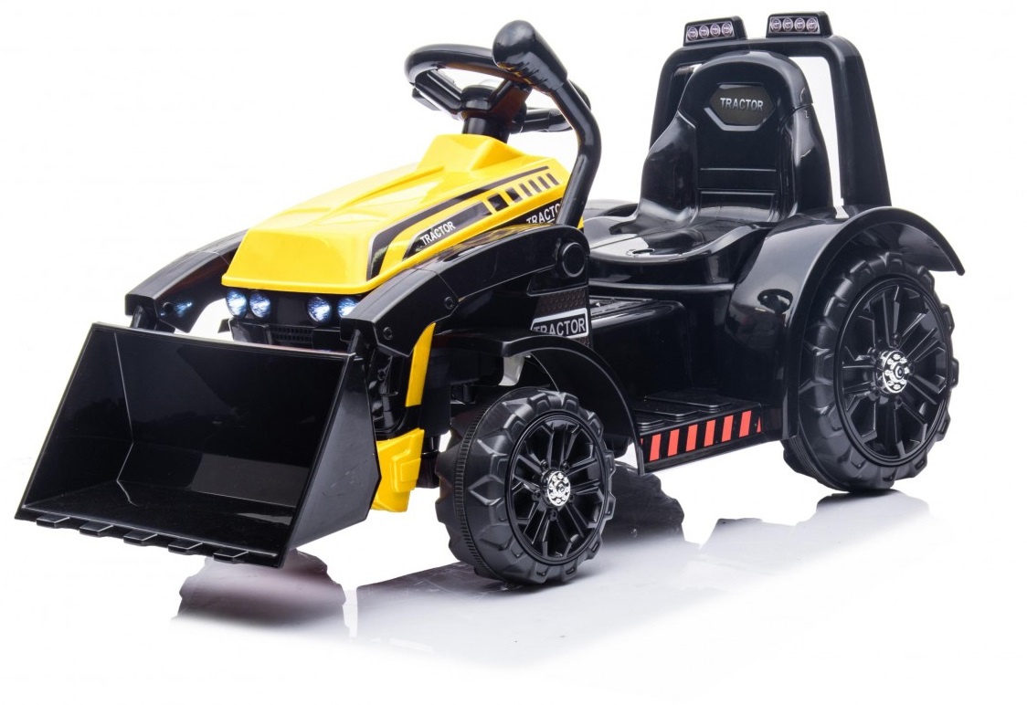 mamido Dětský elektrický traktor G320 s radlicí žlutý