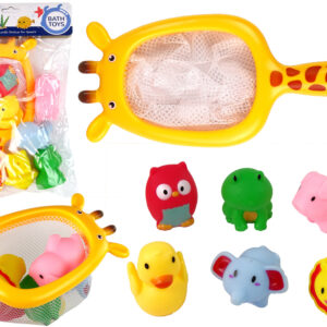 mamido Sada gumových zvířátek do vany se síťkou Žirafa