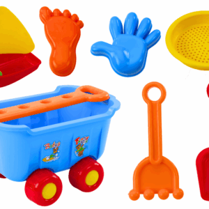 mamido Sada hraček na písek ve vozíku modrý