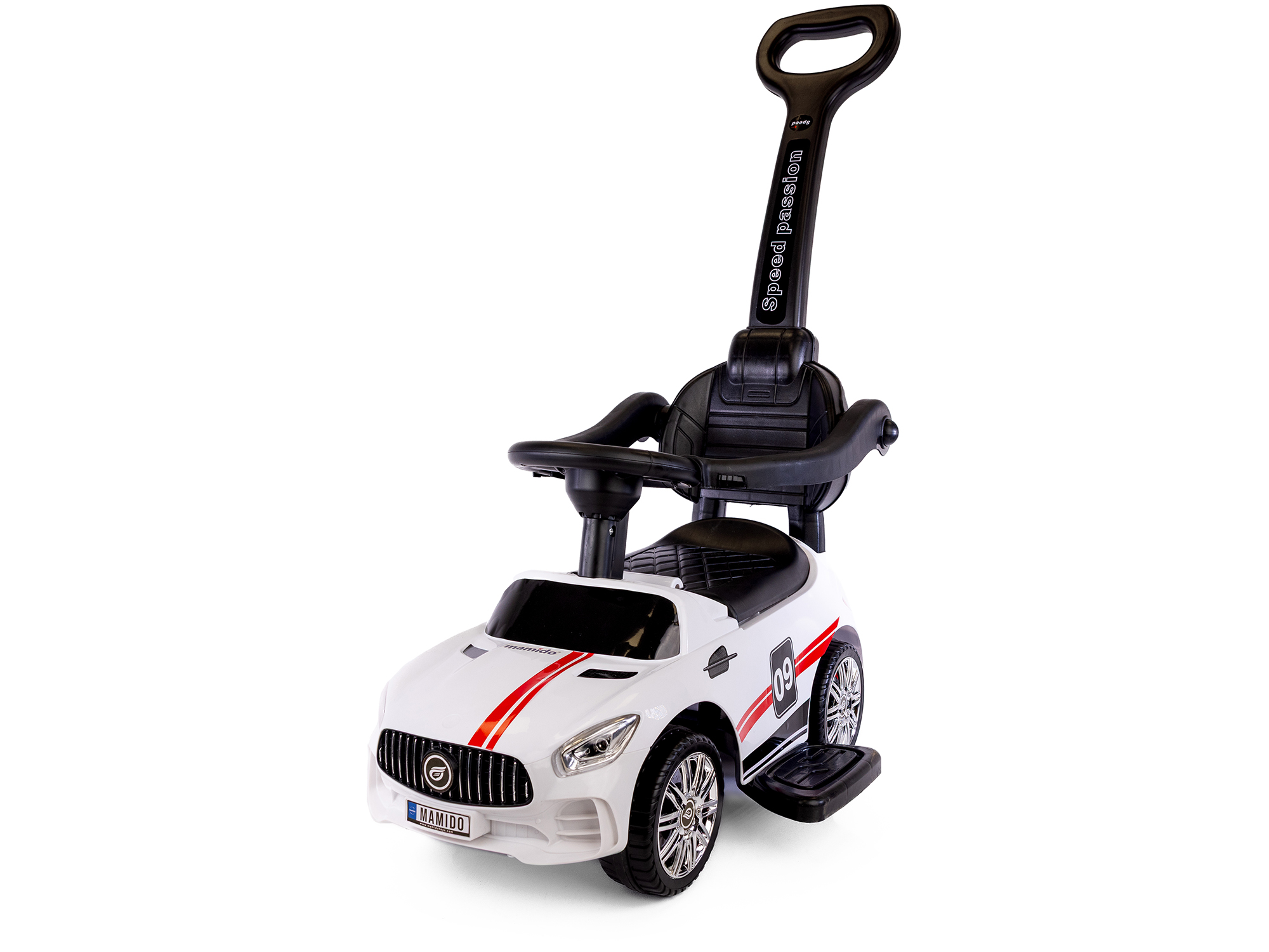 Mamido Mamido Dětské odrážedlo s vodící tyčí MT270 | 3v1 se zvukovými efekty bílé