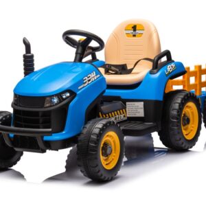 mamido Dětský elektrický traktor BBH-030 s přívěsem modrý