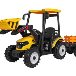mamido Dětský elektrický traktor MEGA D68 24V s přívěsem žlutý