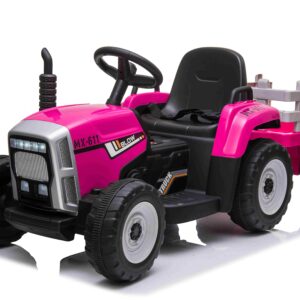 Mamido Mamido Elektrický traktor s vlečkou Blow růžový