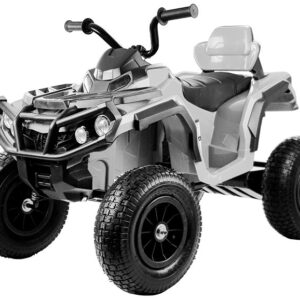 Dětská elektrická čtyřkolka s ovládačem a nafukovacími koly bílá